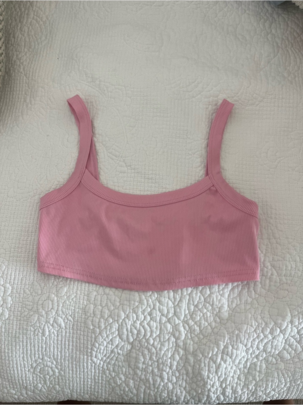Pink Ribbed Crop Tank Top - Picture 2 of 2